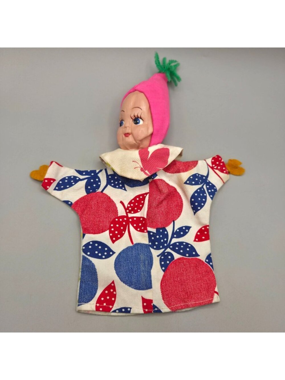 Vintage 1940s Pixie Elf Hand Puppet Painted Fabric Face